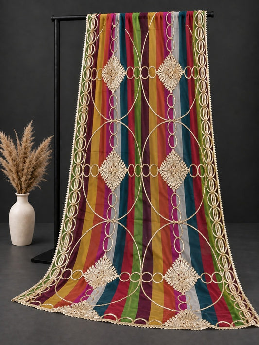 Multi Gota Work Dupatta - Net - ZD646