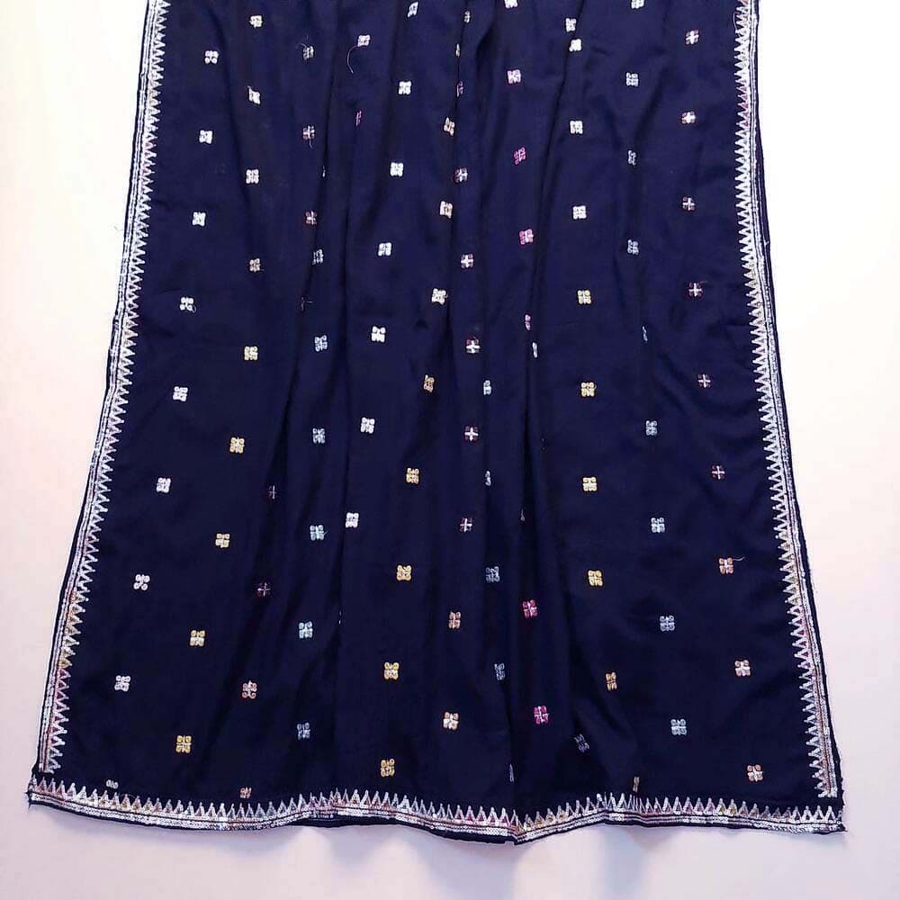 Embroided Swiss Lawn Summer Shawl Chaddar - Black - SH138