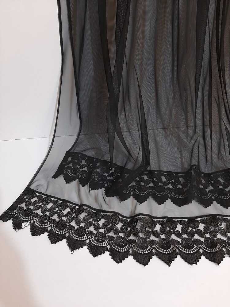 Net Dupatta With Lace - Black - ZD814