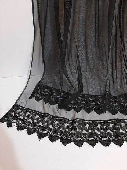 Net Dupatta With Lace - Black - ZD814
