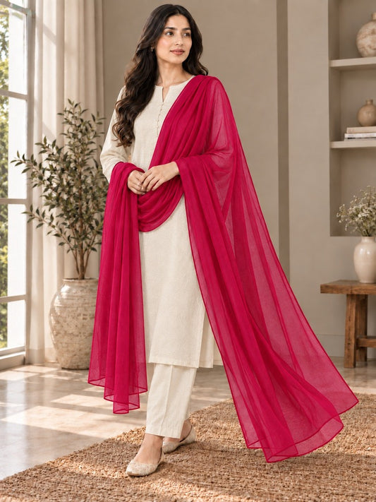 Net Dupatta - Fuchsia - ZD02