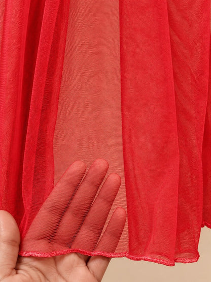 Net Dupatta - Red - ZD02