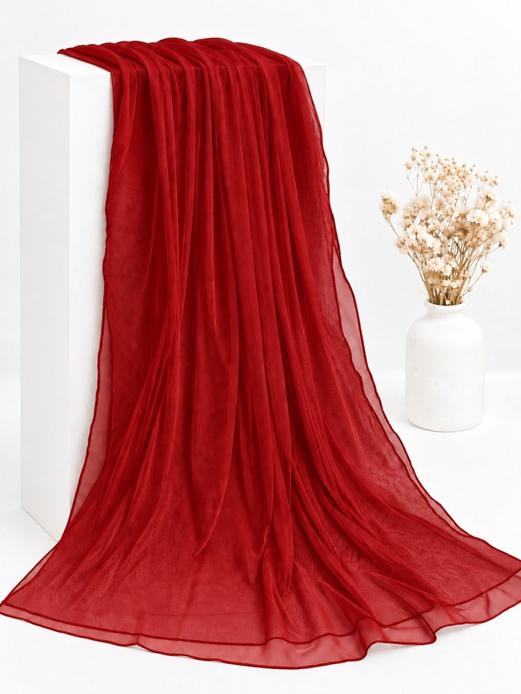 Net Dupatta - Red - ZD02
