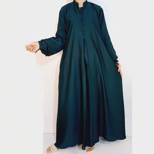 nidah fabric abaya 2 sided pocket sea green