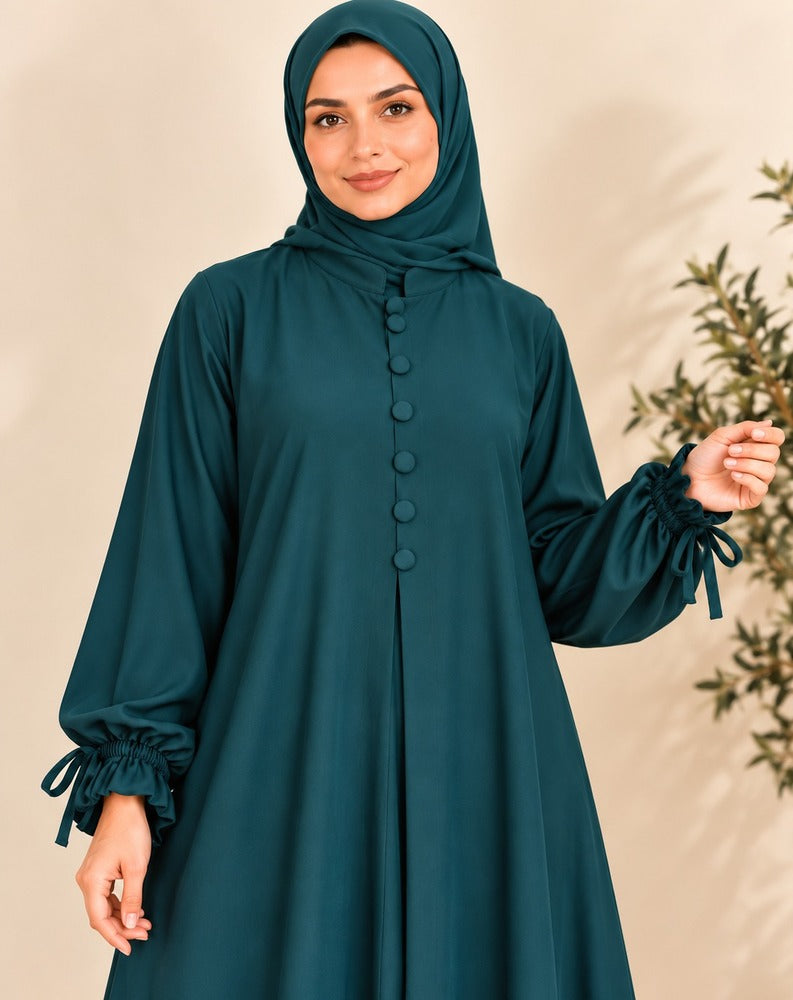 Nidah Fabric Abaya 2 Side Pocket - Sea Green - BGA236