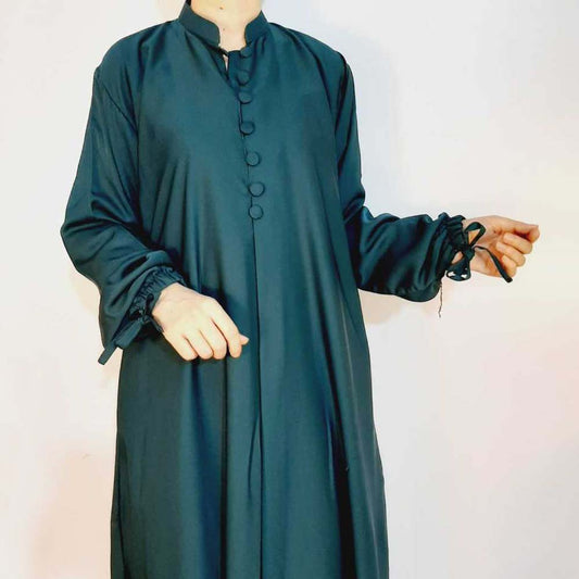 nidah fabric abaya 2 sided pocket sea green