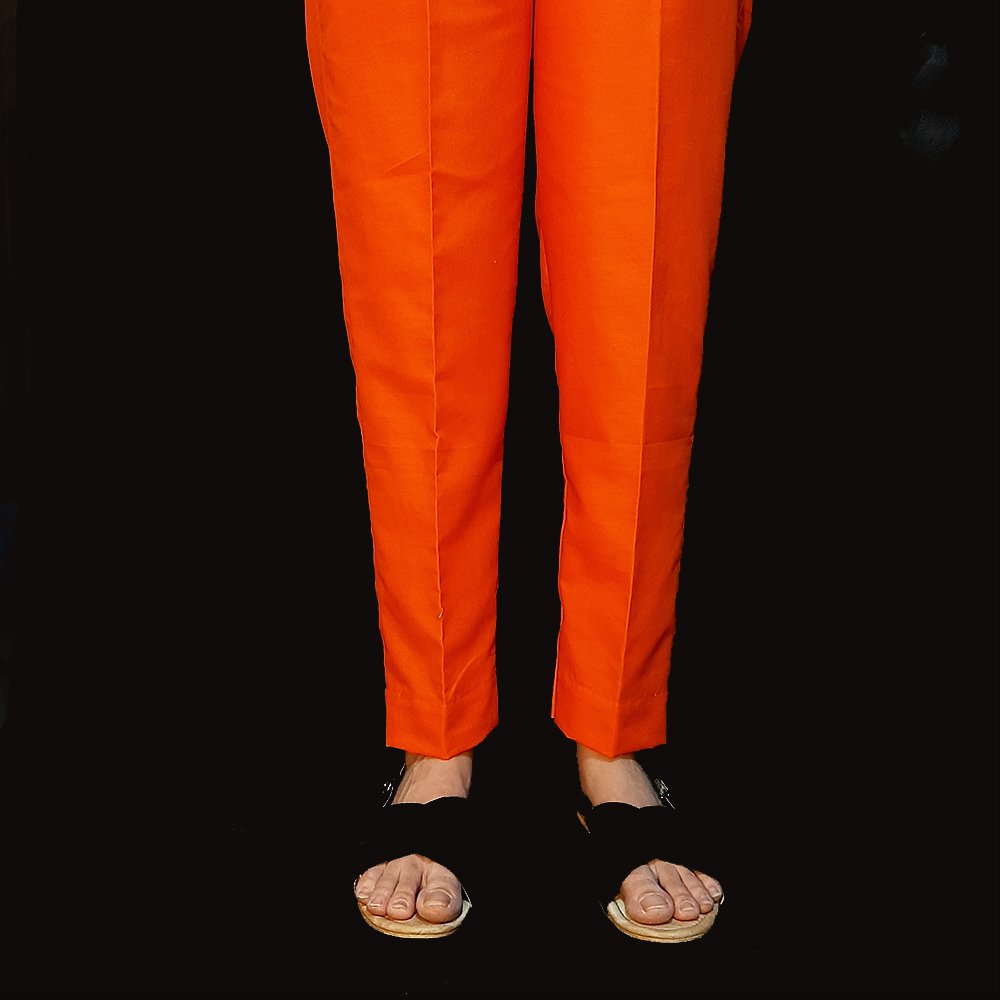 Ladies orange Colored stitched trouser