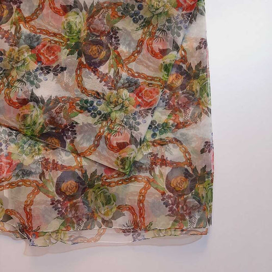 Organza Printed Floral Dupatta - ZD145
