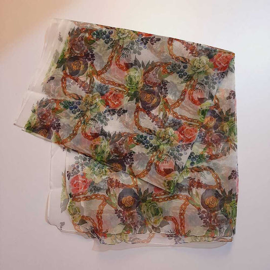 Organza Printed Floral Dupatta - ZD145