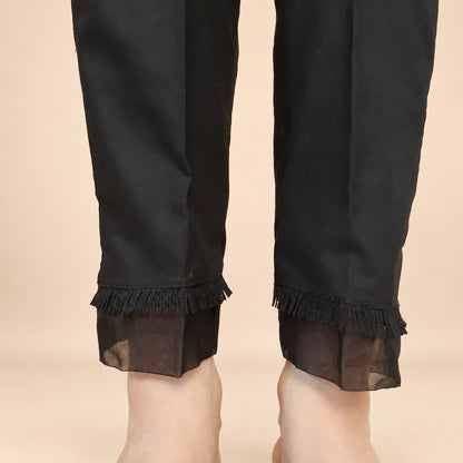 Organza Work Laced Cotton Trouser - Black - BGT28
