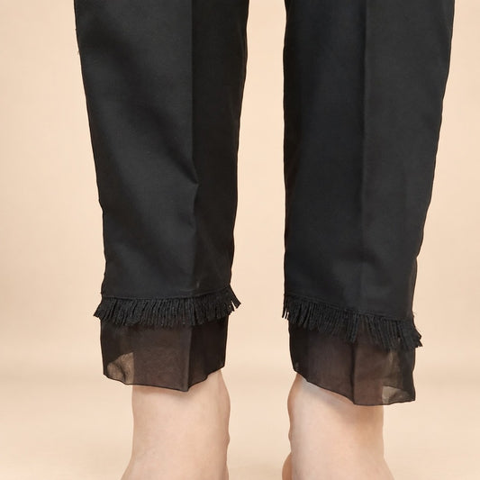Organza Work Laced Cotton Trouser - Black - BGT28