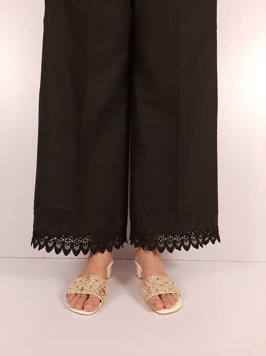 Palazzo With Bottom Lace - Cotton - Black - ZT472