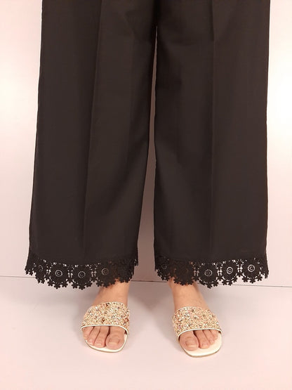 Palazzo With Bottom Lace - Cotton - Black - ZT474