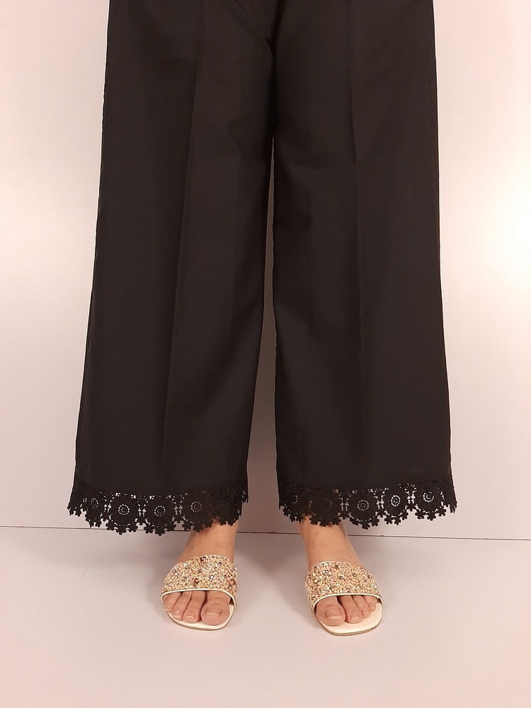 Palazzo With Bottom Lace - Cotton - Black - ZT474