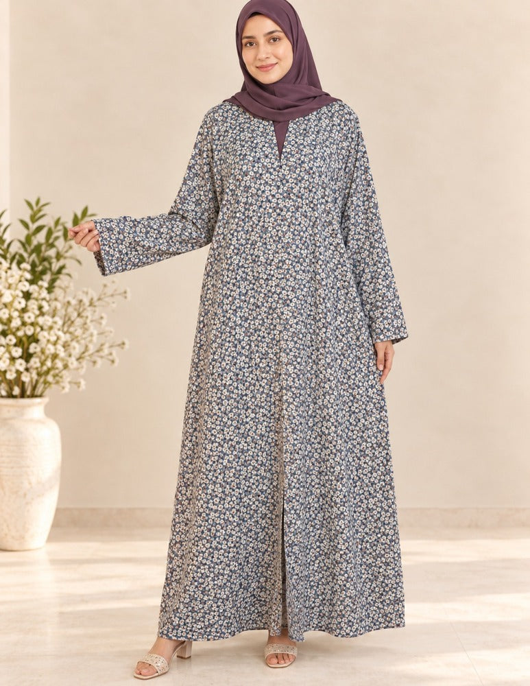 Printed - Front Open Abaya - Georgette  - ZA168