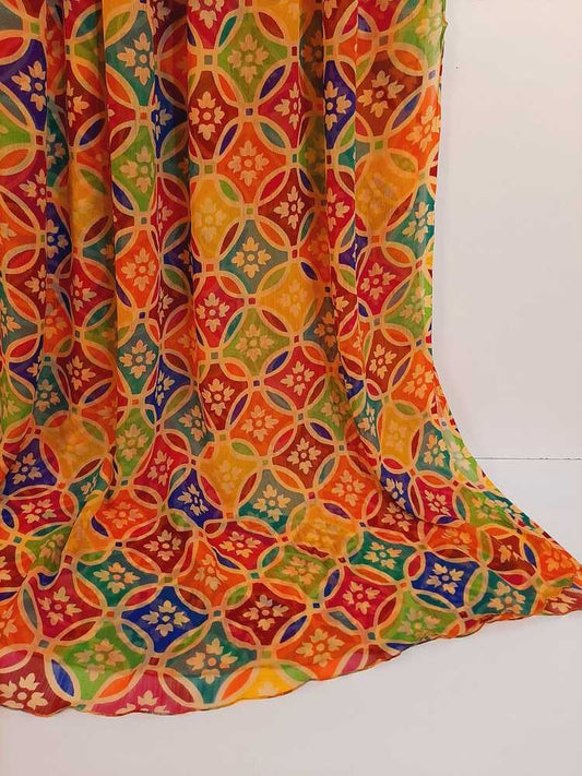 Printed Chiffon Dupatta - Multi - ZD226