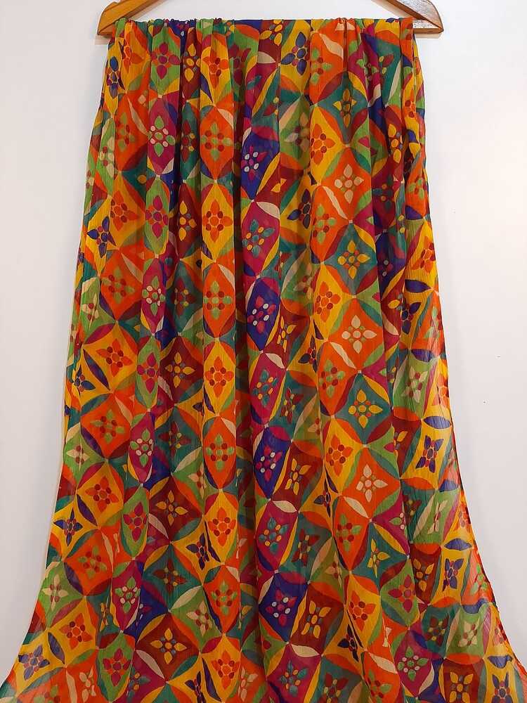 Printed Chiffon Dupatta - Multi - ZD227