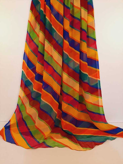 Printed Chiffon Dupatta - Multi - ZD228