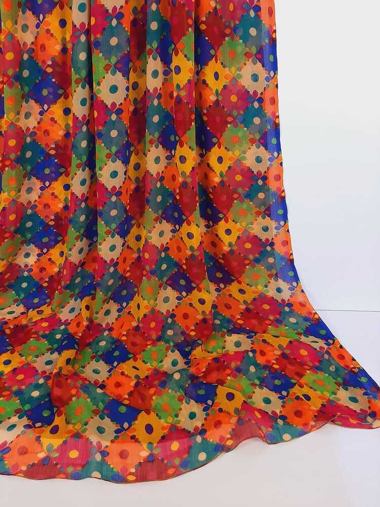 Printed Chiffon Dupatta - Multi - ZD230
