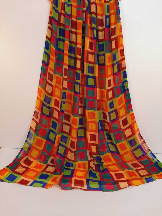 Printed Chiffon Dupatta - Multi - ZD405