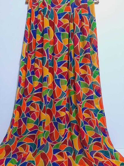 Printed Chiffon Dupatta - Multi -  ZD825