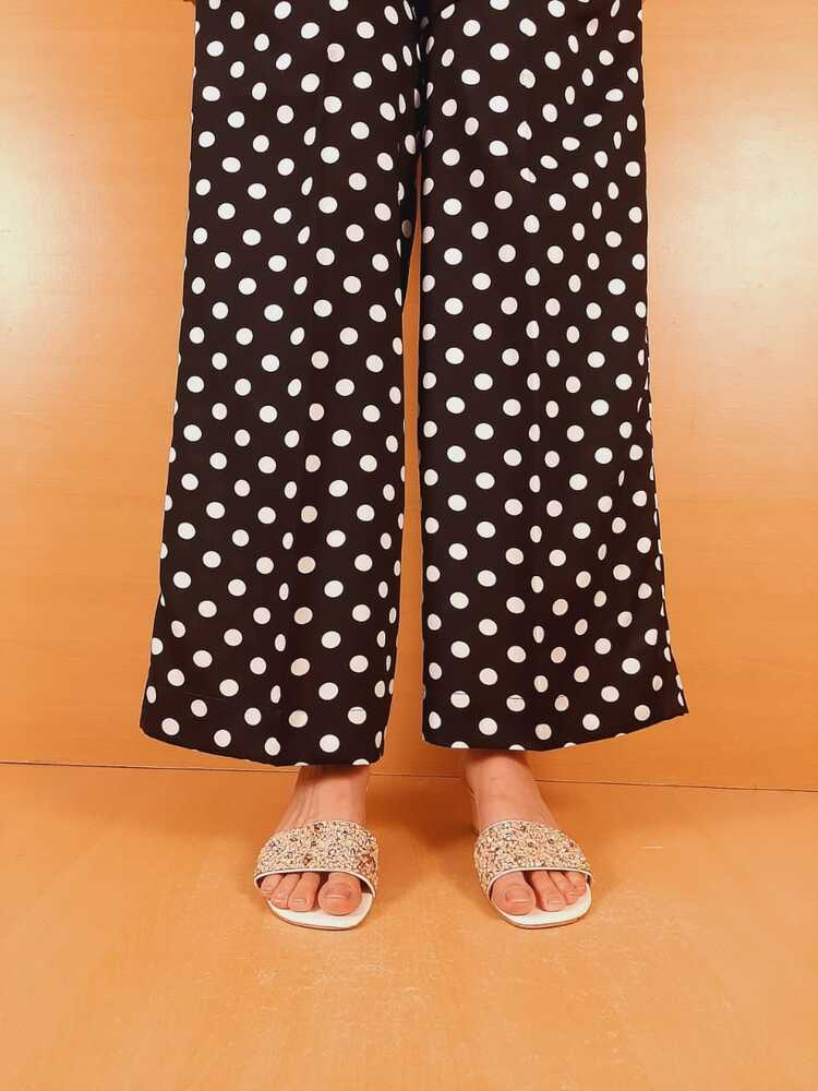 Printed Linen Palazzo - Black - ZT304