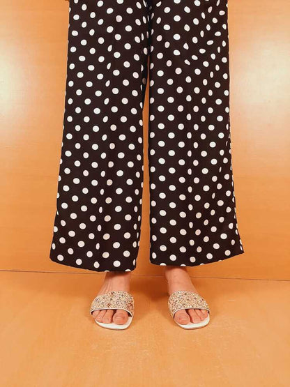 Printed Linen Palazzo - Black - ZT304