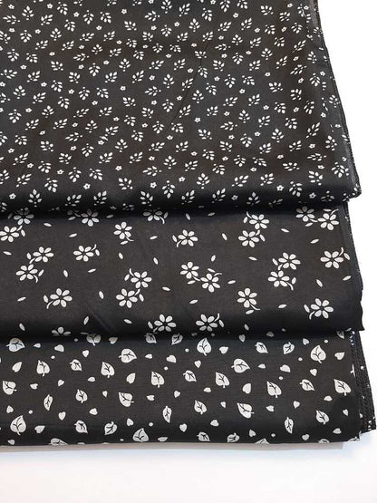 Printed Summer Shawl / Chaddar  - Black & White - SH07
