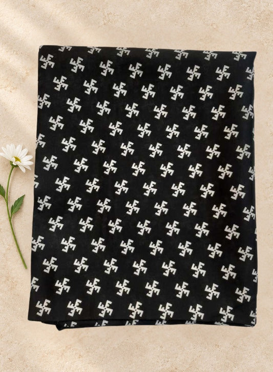 Printed Summer Shawl / Chaddar  - Black & White - SH07-A