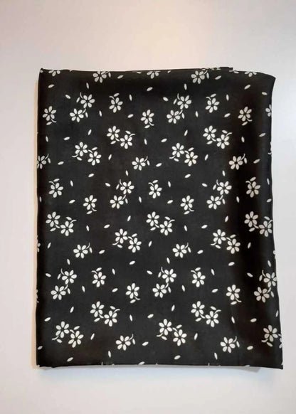 Printed Summer Shawl / Chaddar  - Black & White - SH07