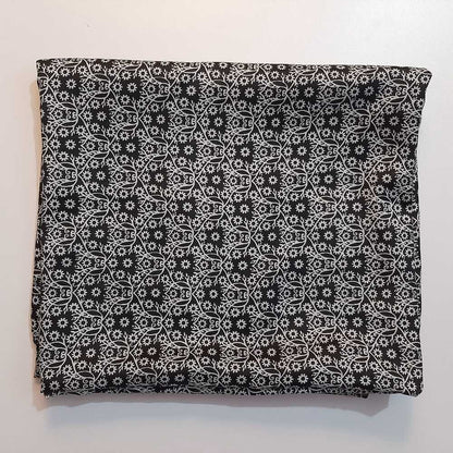 Printed Summer Shawl / Chaddar - Lawn  - Black & White - SH07