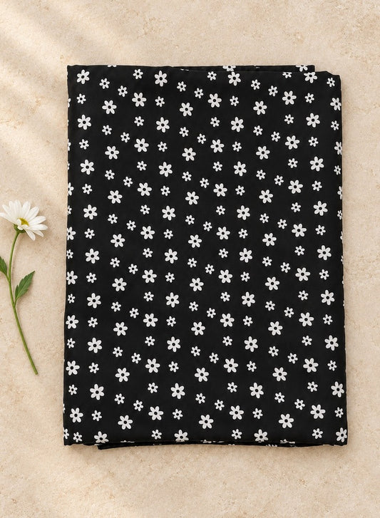 Printed Summer Shawl / Chaddar  - Black & White - SH07-b