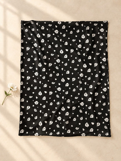 Printed Summer Shawl / Chaddar  - Black & White - SH07