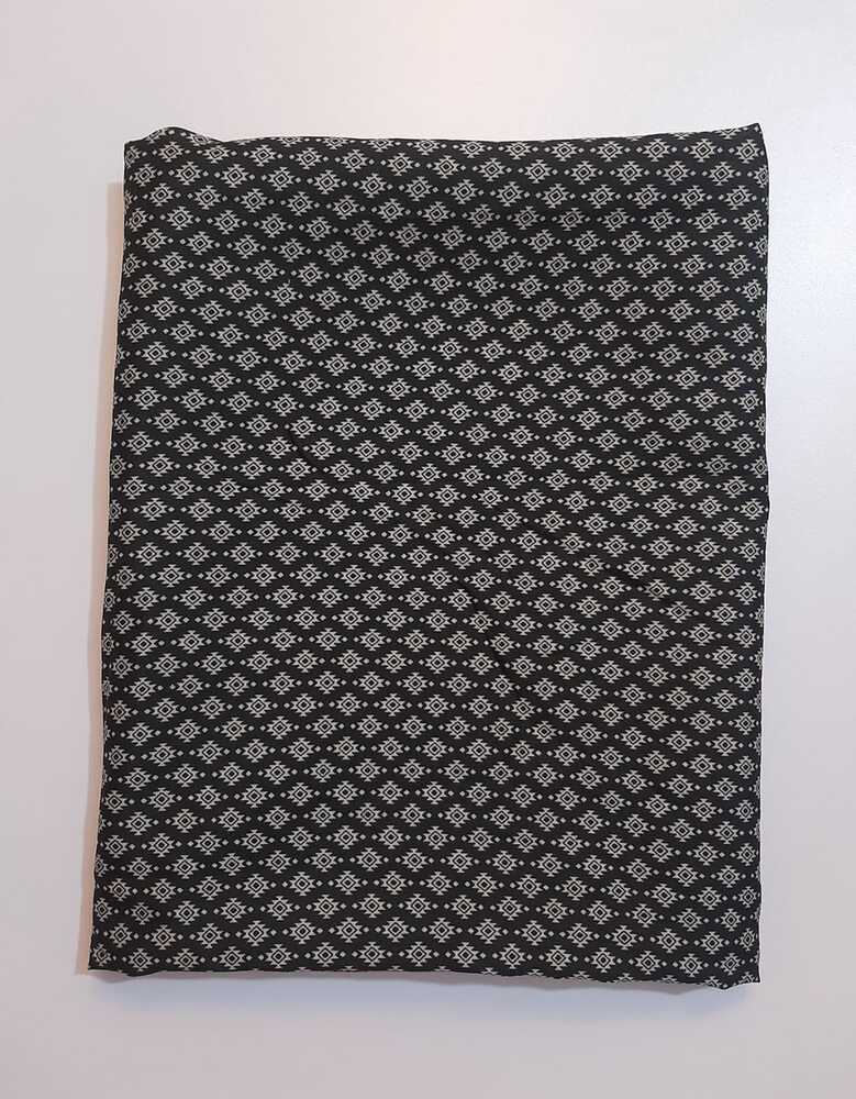 Printed Summer Shawl / Chaddar  - Black & White - SH07