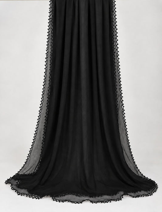Qureshia Work Chiffon Dupatta - Black - ZD77