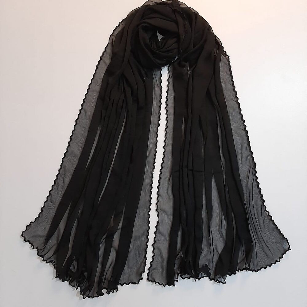 Qureshia Work Chiffon Dupatta Black  - ZD162