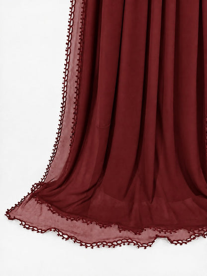 Qureshia Work Chiffon Dupatta - Maroon - ZD77