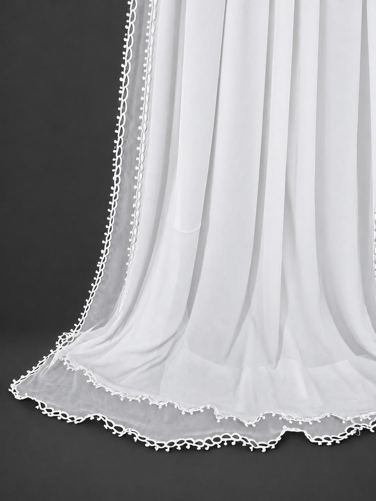 Qureshia Work Chiffon Dupatta - White - ZD77