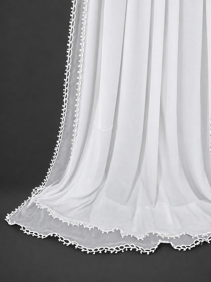 Qureshia Work Chiffon Dupatta - White - ZD77