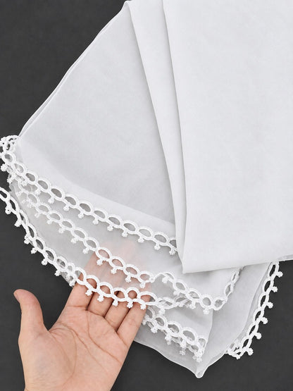Qureshia Work Chiffon Dupatta - White - ZD77