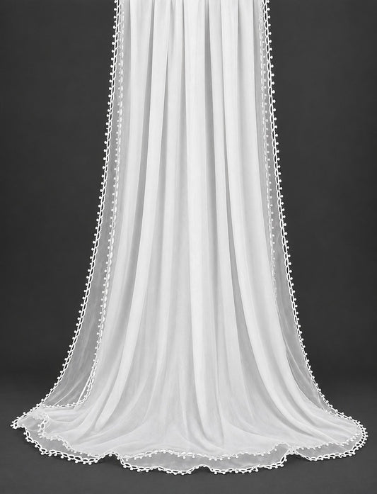 Qureshia Work Chiffon Dupatta - White - ZD77