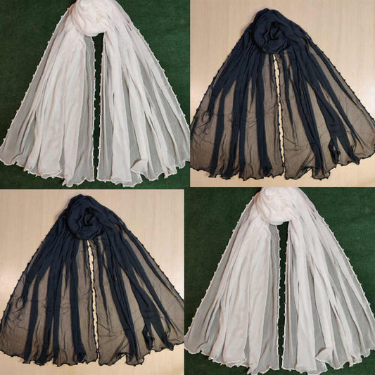 Chiffon Dupatta With 4 Sided Pearls  - BGD05