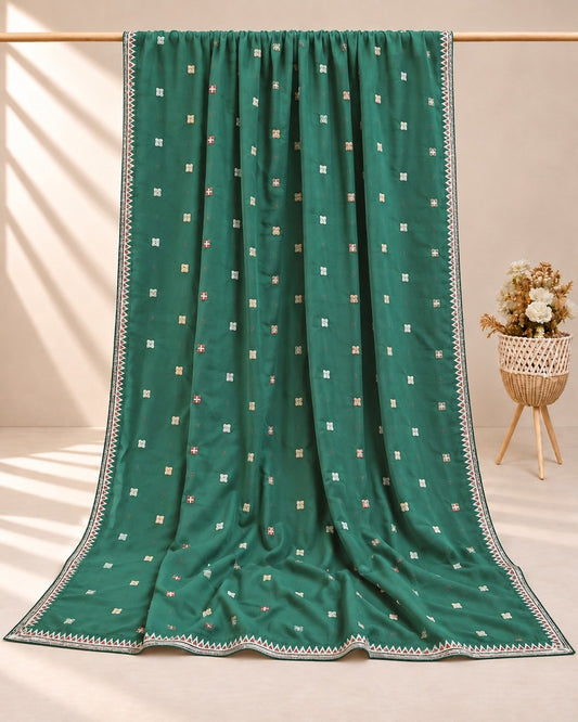 Embroided Swiss Lawn Summer Shawl Chaddar - Sea Green - SH138