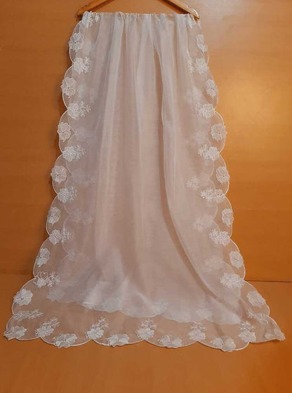 Self Embroided Dupatta – White - ZD429