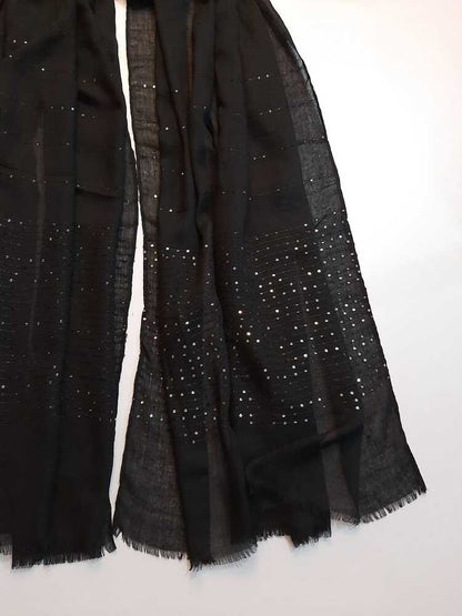 Sequence Lawn Scarf Stole  - Black – ZSC27