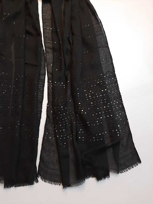 Sequence Lawn Scarf Stole  - Black – ZSC27