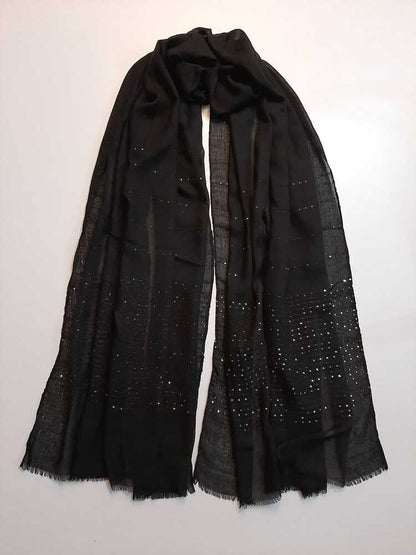 Sequence Lawn Scarf Stole  - Black – ZSC27