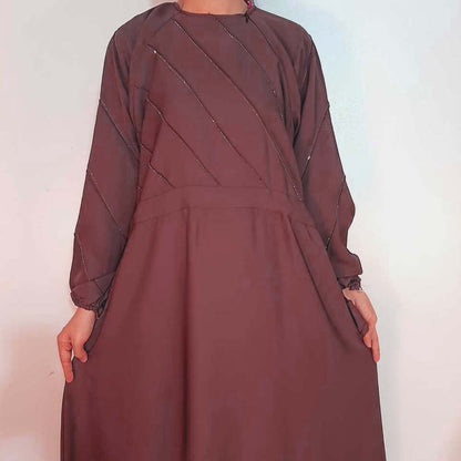 Sequence Nidah Fabric Abaya – Brown – ZA161