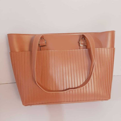 PU Leather Handbag - Beige - B02