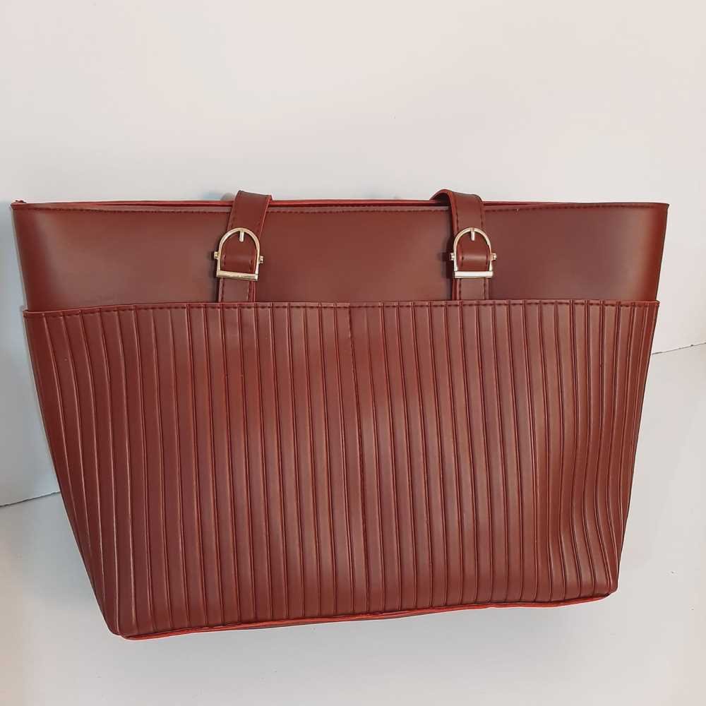 PU Leather Handbag - Maroon - B02